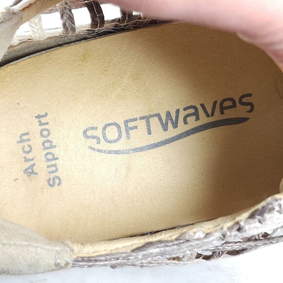 SOFTWAVES Women's Ardi US9,5-10 Sand Leather Raffia Woven Platform Sneakers - Picture 13 of 16